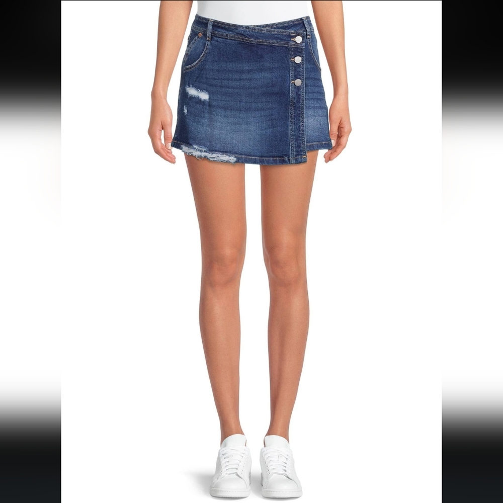 No Boundaries Dark Blue Denim Mini Skirt